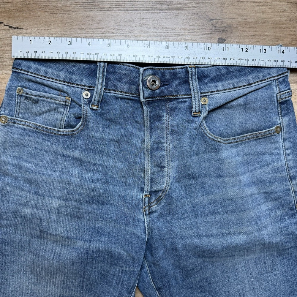 G-Star RAW Jeans Men 28x34 Blue 3301 Slim Button Fly Stretch Denim Streetwear - Picture 9 of 13